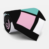 Harlequin Neck Tie (Schwarz, Aqua & Pink) Krawatte (Gerollt)