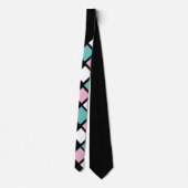 Harlequin Neck Tie (Schwarz, Aqua & Pink) Krawatte (Rückseite)