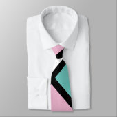 Harlequin Neck Tie (Schwarz, Aqua & Pink) Krawatte (Gebunden)