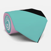 Harlequin Neck Tie (Schwarz, Aqua & Pink) Krawatte (Gerollt)