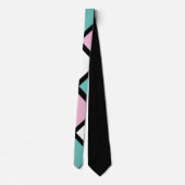 Harlequin Neck Tie (Schwarz, Aqua & Pink) Krawatte (Rückseite)