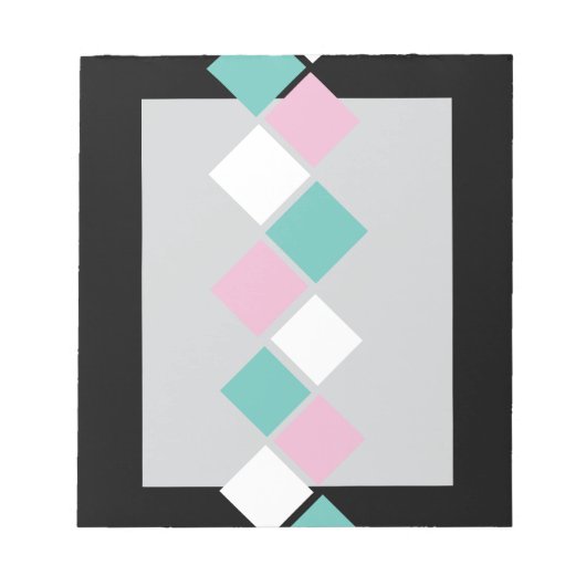 Harlequin Notepad (Schwarz, Aqua und Rosa) Notizblock (Vorderseite)
