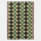 Harlequin Pattern in Gold, Green, and Black  Decke (Vorderseite Vertikal)