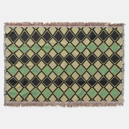 Harlequin Pattern in Gold, Green, and Black  Decke (Vorderseite)