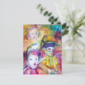 HARLEQUIN, PIERO, KOLOMBINA-Maskenkostüm-Party Einladung (Stehend Vorderseite)