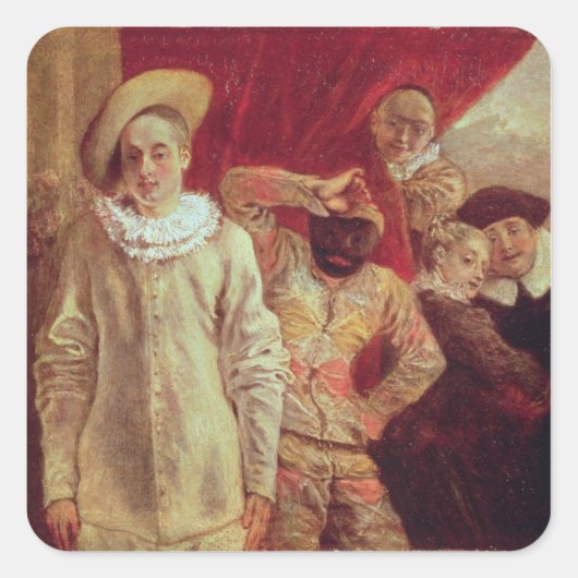 Harlequin, Pierrot und Scapin, Schauspieler des Co Quadratischer Aufkleber (Vorderseite)