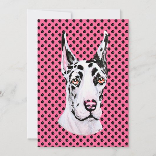 Harlequin Pup Pink Croppe Event oder Party Einladung (Vorderseite)