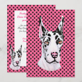 Harlequin Pup Pink Croppe Event oder Party Einladung (Vorne/Hinten)