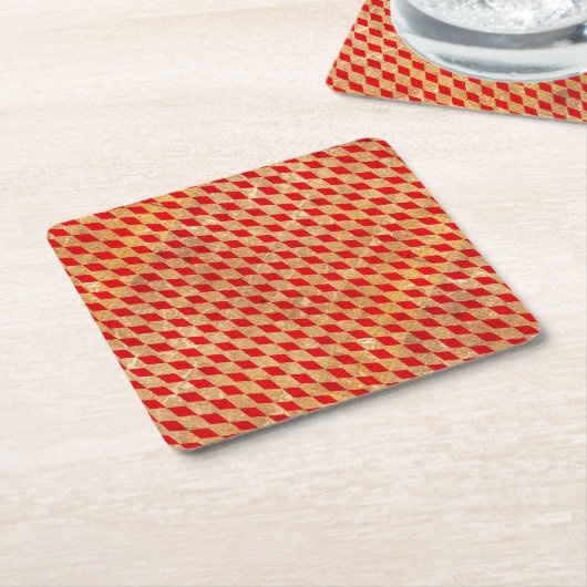 Harlequin Red Vintag Rechteckiger Pappuntersetzer (angewinkelt)