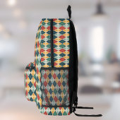 Harlequin Retro Red Gold Green Monogram Raute Bedruckter Rucksack