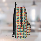 Harlequin Retro Red Gold Green Monogram Raute Bedruckter Rucksack