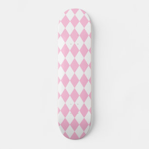 Harlequin Rosa und Weiß Skateboard