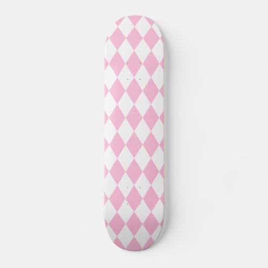 Harlequin Rosa und Weiß Skateboard (Vorderseite)