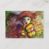 HARLEQUIN, rot-gelb-grün Glitzern Visitenkarte (Rückseite)