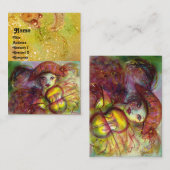 HARLEQUIN, rot-gelb-grün Glitzern Visitenkarte (Vorne/Hinten)