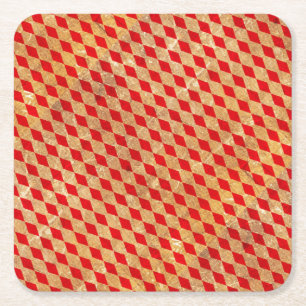 Harlequin Rot Vintage Rechteckiger Pappuntersetzer