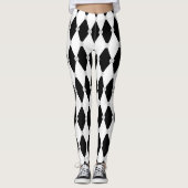 Harlequin Schwarz-weiß Rhombus Diamantform Leggings (Vorderseite)