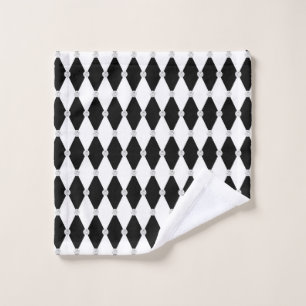 Harlequin Schwarz-weiß Rhombus Diamantform Waschlappen