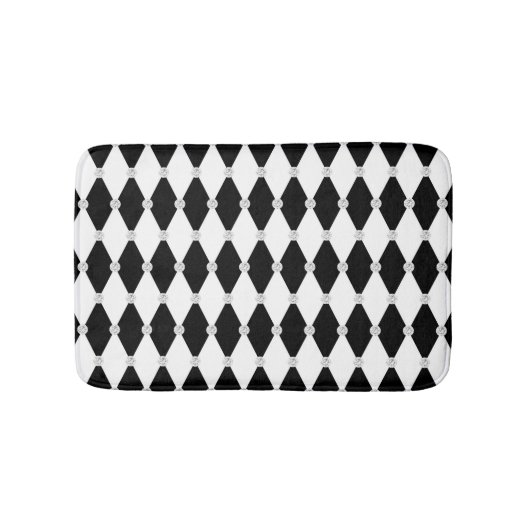 Harlequin Schwarz-weiß Rhombus Diamond Shape Badematte (Vorderseite)