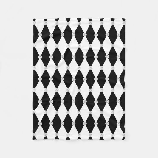 Harlequin Schwarz-weiß Rhombus Diamond Shape Fleecedecke (Vorderseite)