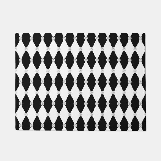 Harlequin Schwarz-weiß Rhombus Diamond Shape Fußmatte (Vorderseite)