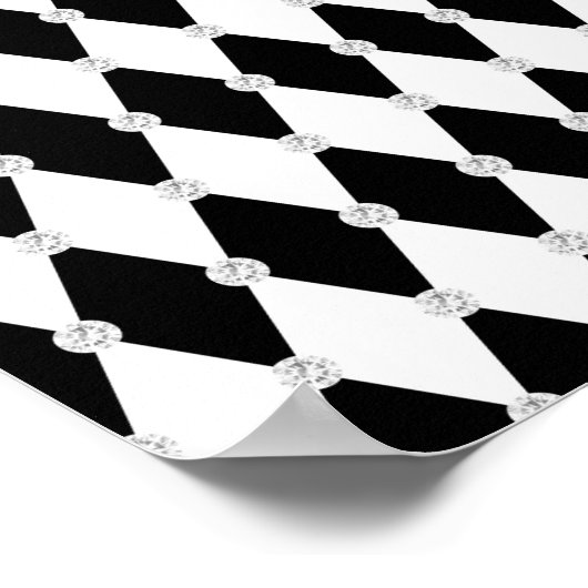 Harlequin Schwarz-weiß Rhombus Diamond Shape Poster (Ecke)
