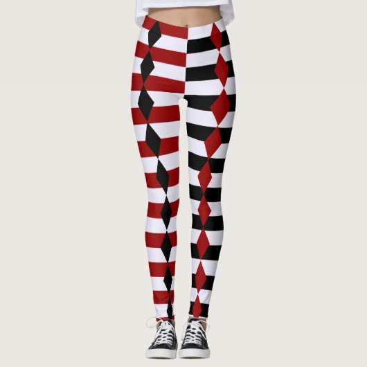 Harlequin Schwarz-weiße und rote Halloween-Legging Leggings (Vorderseite)