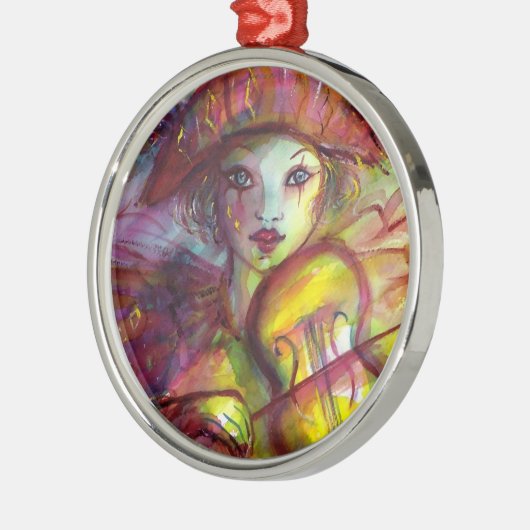 HARLEQUIN SPIELEN VIOLIN Venezianische Masquerade Ornament Aus Metall (Links)