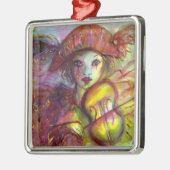 HARLEQUIN SPIELEN VIOLIN Venezianische Masquerade Silbernes Ornament (Links)