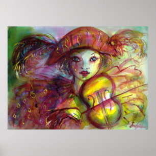 HARLEQUIN SPIELVIOLIN / Venezianischer Karneval Poster