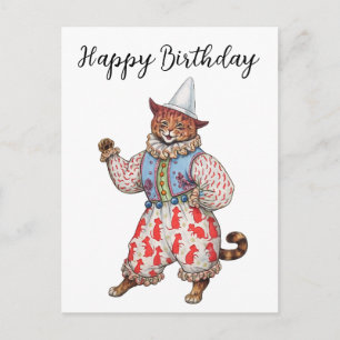Harlequin Theaterkostüm-Katze Alles Gute zum Gebur Postkarte