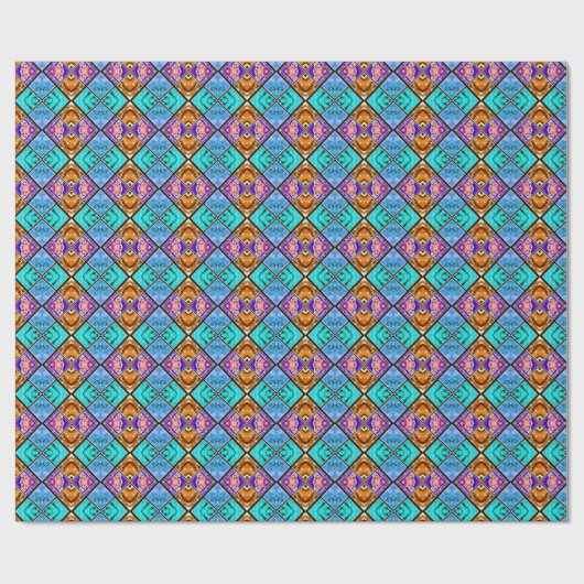 Harlequin Tiles Azure Bronze Amethyst Geschenkpapier (Flach)
