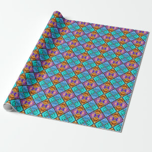 Harlequin Tiles Azure Bronze Amethyst Geschenkpapier