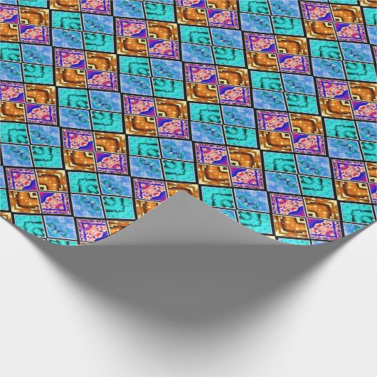 Harlequin Tiles Azure Bronze Amethyst Geschenkpapier (Ecke)