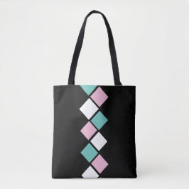 Harlequin Tote Bag (Schwarz, Aqua & Pink) Tasche