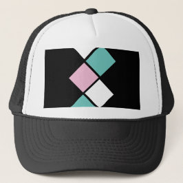 Harlequin Trucker Hat (Schwarz, Aqua & Pink) Truckerkappe