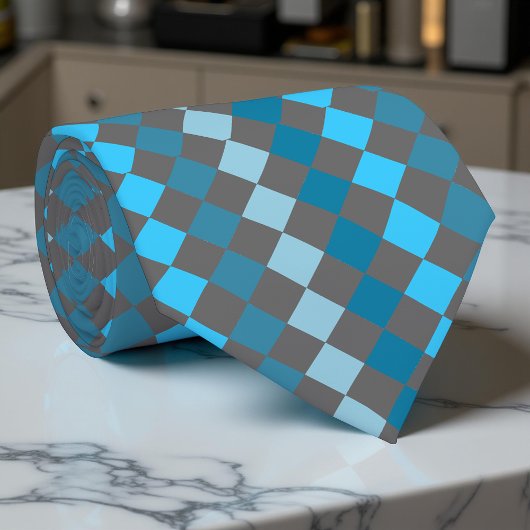 Harlequin Türkis und Grau Muster Krawatte