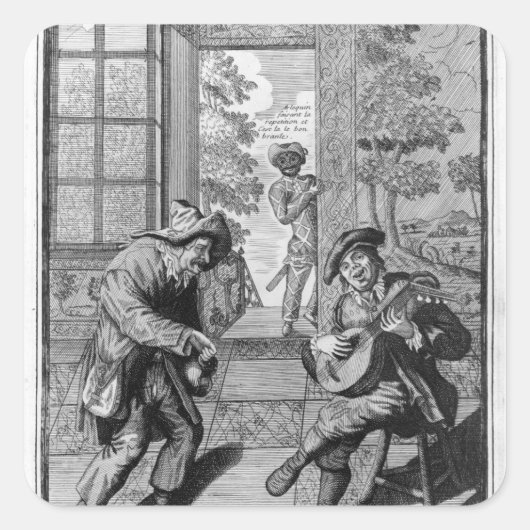 Harlequin und Scaramouche Quadratischer Aufkleber (Vorderseite)