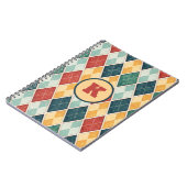 Harlequin Vintage Gold Rot Grün Monogramm Argyle Notizblock (Linke Seite)