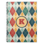Harlequin Vintage Gold Rot Grün Monogramm Argyle Notizblock (Vorderseite)