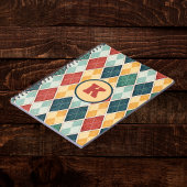 Harlequin Vintage Gold Rot Grün Monogramm Argyle Notizblock