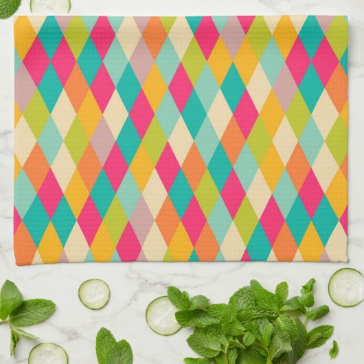 Harlequin-Vintages Muster Geschirrtuch (Gefaltet)