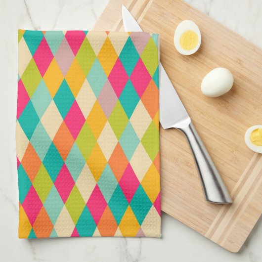Harlequin-Vintages Muster Geschirrtuch (Viertel Falte)