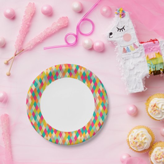 Harlequin-Vintages Muster Pappteller (Party)