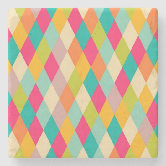 Harlequin-Vintages Muster Steinuntersetzer (Vorderseite)