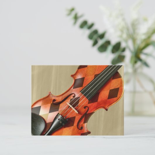 Harlequin Violin Postkarte (Stehend Vorderseite)