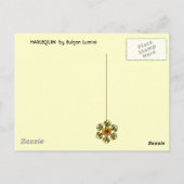 Harlequin Violine spielen, Masquerade Masken Postkarte (Rückseite)