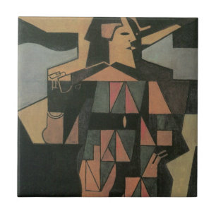 Harlequin von Juan Gris, Vintage kubistische Kunst Fliese
