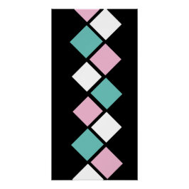 Harlequin Wall Poster (Schwarz, Aqua & Pink)