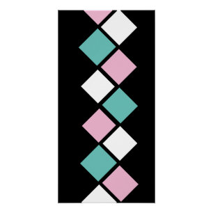 Harlequin-Wandposter (Schwarz, Aqua & Pink) Poster